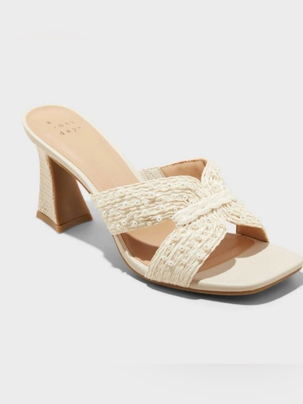 a new day Cream Raffia Pearl Slide Heel Dolce Vita Dupe